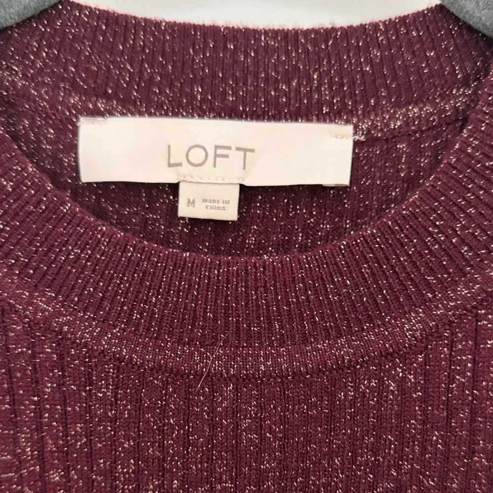 LOFT Deep Red Knit Sweater - Picture 2 of 4